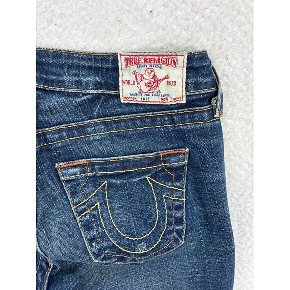 True Religion Kate Low Rise Cropped Jeans Women’s Blue W26 Made in USA Y2K Denim - Picture 12 of 12